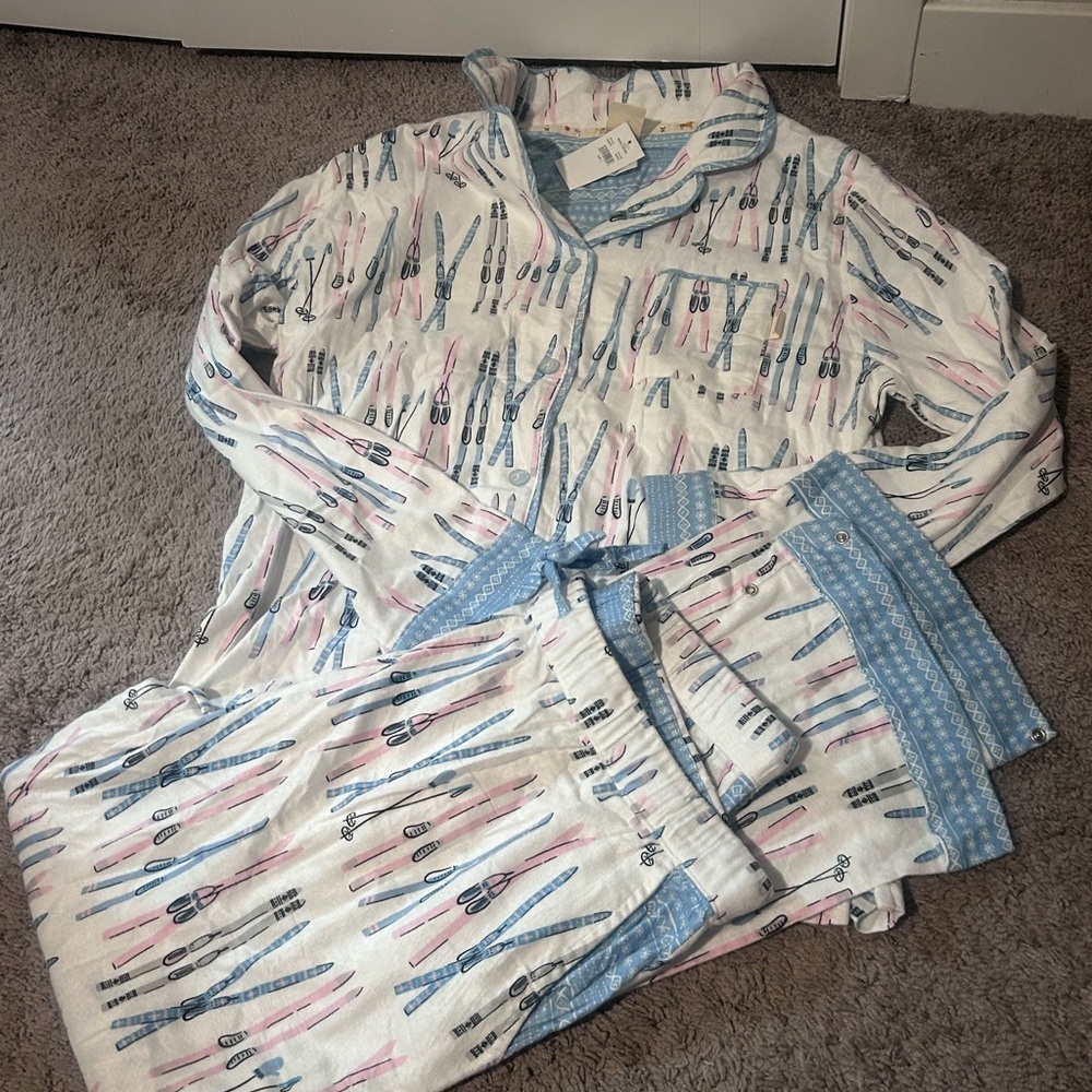 Munki Munki Pajamas for Women Classic Flannel PJ Set Long Sleeve Large NWT - Picture 5 of 6